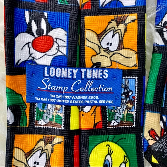 Vintage Looney Tunes Stamp Collection Tie - 3.75” - Picture 2 of 3